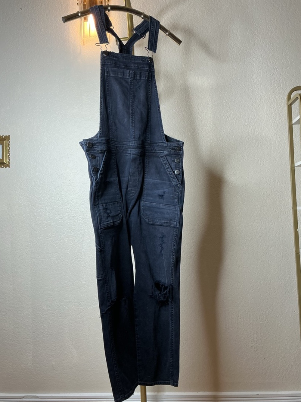 Citizen of Humanity: Dark Wash Distressed Denim Overalls